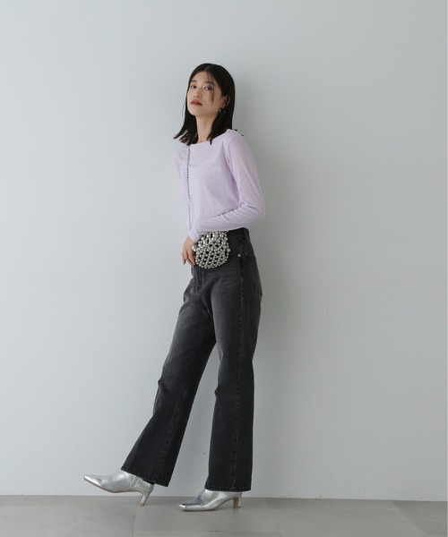 N.（N. Natural Beauty Basic）（エヌエヌナチュラルビューティーベーシック）の「◇◆スラブシアーロンT（Tシャツ/カットソー・レディース・ホワイト/ブラウン/ライラック・MEDIUM）」の11枚目の写真