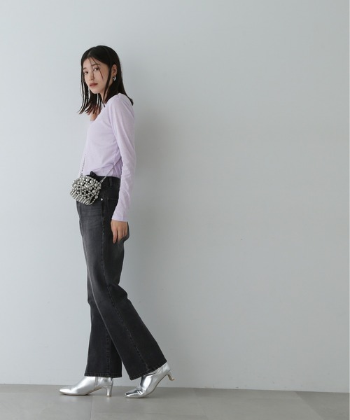 N.（N. Natural Beauty Basic）（エヌエヌナチュラルビューティーベーシック）の「◇◆スラブシアーロンT（Tシャツ/カットソー・レディース・ホワイト/ブラウン/ライラック・MEDIUM）」の12枚目の写真