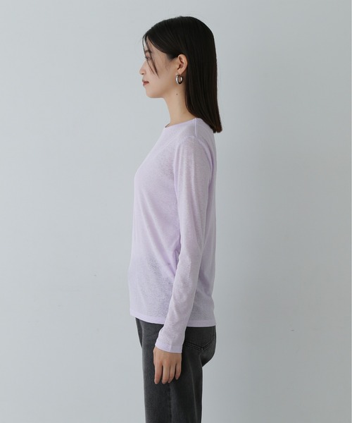 N.（N. Natural Beauty Basic）（エヌエヌナチュラルビューティーベーシック）の「◇◆スラブシアーロンT（Tシャツ/カットソー・レディース・ホワイト/ブラウン/ライラック・MEDIUM）」の15枚目の写真