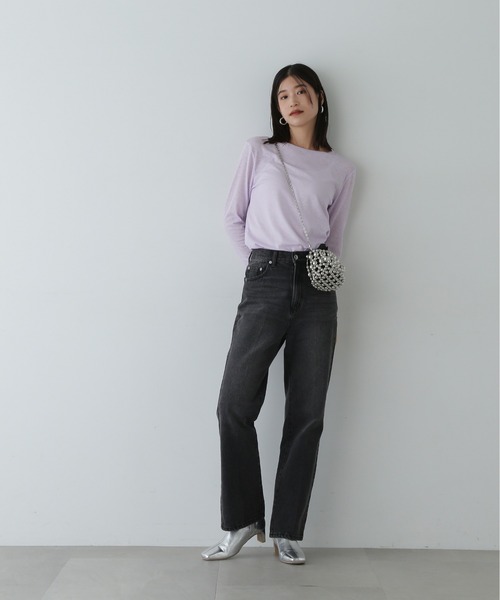 N.（N. Natural Beauty Basic）（エヌエヌナチュラルビューティーベーシック）の「◇◆スラブシアーロンT（Tシャツ/カットソー・レディース・ホワイト/ブラウン/ライラック・MEDIUM）」の16枚目の写真