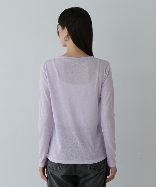N.（N. Natural Beauty Basic）（エヌエヌナチュラルビューティーベーシック）の「◇◆スラブシアーロンT（Tシャツ/カットソー・レディース・ホワイト/ブラウン/ライラック・MEDIUM）」の17枚目の写真