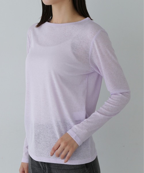 N.（N. Natural Beauty Basic）（エヌエヌナチュラルビューティーベーシック）の「◇◆スラブシアーロンT（Tシャツ/カットソー・レディース・ホワイト/ブラウン/ライラック・MEDIUM）」の18枚目の写真