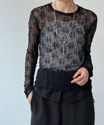 ストレッチ レーシー ロングスリーブトップ chw24a016