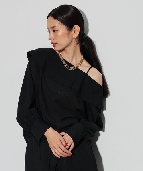 GALLEST（ギャレスト）の「◆ワンショルダーブラウス（シャツ/ブラウス・レディース・サックスブルー/ブラック・38）」の2枚目の写真