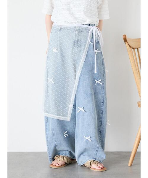 ehka sopo（エヘカソポ）の「◎シアーレーススカート（スカート・レディース・ブラック/キナリ・F）」の2枚目の写真