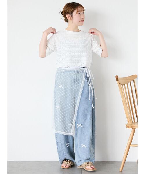 ehka sopo（エヘカソポ）の「◎シアーレーススカート（スカート・レディース・ブラック/キナリ・F）」の5枚目の写真