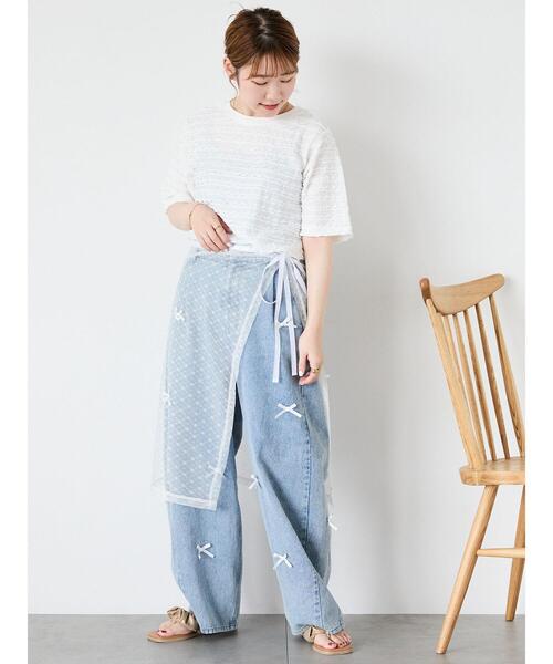 ehka sopo（エヘカソポ）の「◎シアーレーススカート（スカート・レディース・ブラック/キナリ・F）」の6枚目の写真