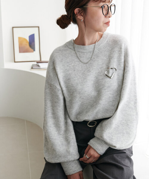 DISCOAT（ディスコート）の「メランジヤーンブローチ付プルオーバー