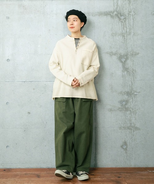 PAR ICI（パーリッシィ）の「コットンウールワッフル スリーピングシャツ（シャツ/ブラウス・レディース・アイボリー/ネイビー・FREE）」の9枚目の写真