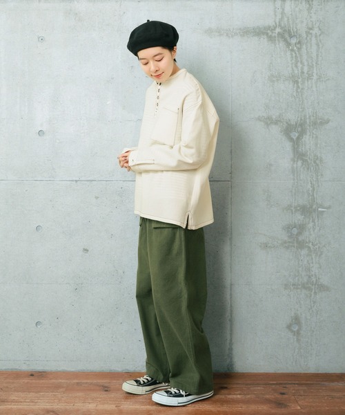 PAR ICI（パーリッシィ）の「コットンウールワッフル スリーピングシャツ（シャツ/ブラウス・レディース・アイボリー/ネイビー・FREE）」の10枚目の写真