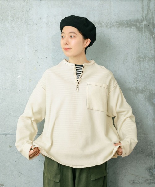 PAR ICI（パーリッシィ）の「コットンウールワッフル スリーピングシャツ（シャツ/ブラウス・レディース・アイボリー/ネイビー・FREE）」の4枚目の写真