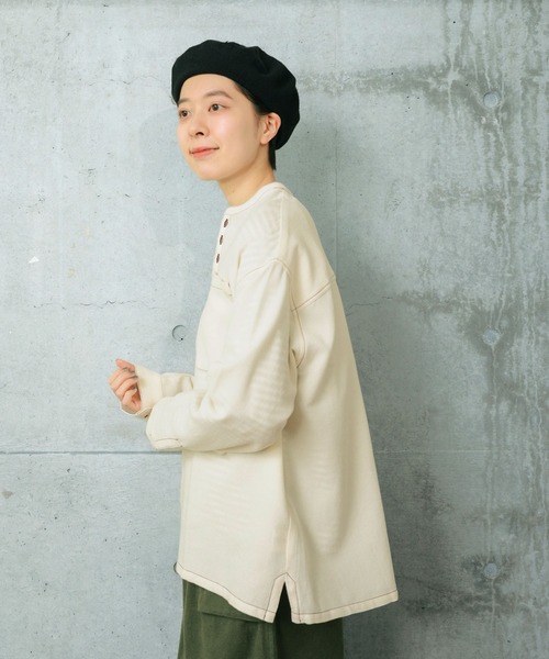 PAR ICI（パーリッシィ）の「コットンウールワッフル スリーピングシャツ（シャツ/ブラウス・レディース・アイボリー/ネイビー・FREE）」の6枚目の写真