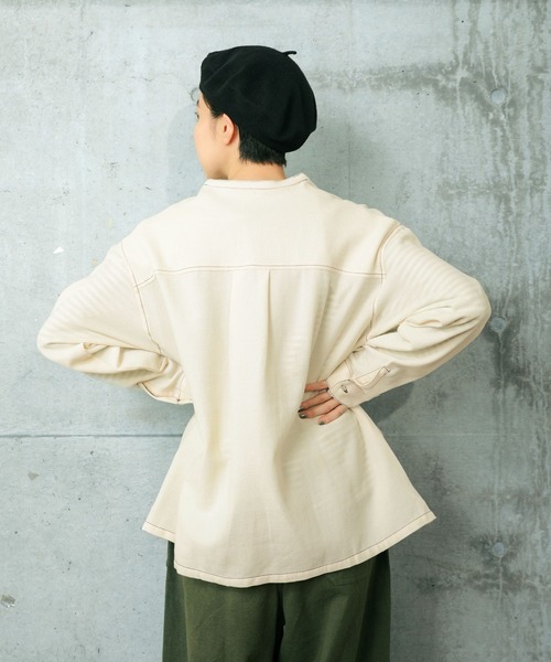 PAR ICI（パーリッシィ）の「コットンウールワッフル スリーピングシャツ（シャツ/ブラウス・レディース・アイボリー/ネイビー・FREE）」の7枚目の写真