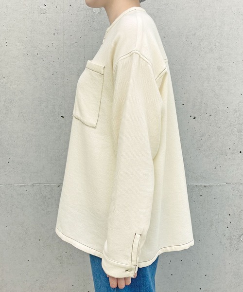 PAR ICI（パーリッシィ）の「コットンウールワッフル スリーピングシャツ（シャツ/ブラウス・レディース・アイボリー/ネイビー・FREE）」の17枚目の写真