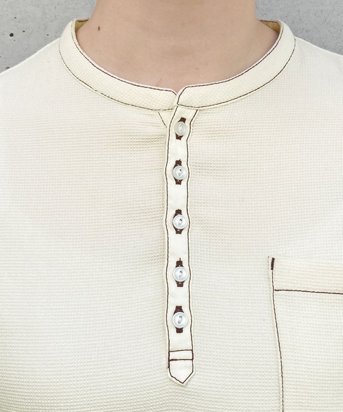 PAR ICI（パーリッシィ）の「コットンウールワッフル スリーピングシャツ（シャツ/ブラウス・レディース・アイボリー/ネイビー・FREE）」の19枚目の写真