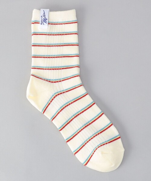 MILLER(ミラー)の「【再入荷・新色登場】Robert P.Miller(ロバートピーミラー)ボーダーソックス(ソックス/靴下・レディース・グレー/ダークグリーン/オレンジ/その他1/ターコイズブルー/イエロー/レッド/ロイヤルブルー/その他3/その他5/オフホワイト/その他4・FREE)」の2枚目の写真