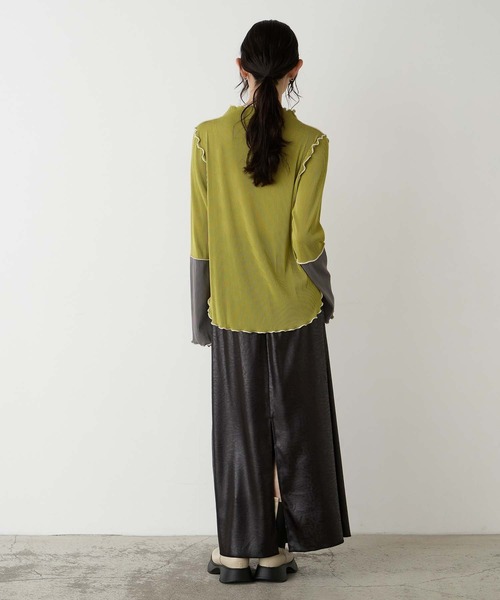 forksy.(フォルクシー)の「【forksy.】<エブリデイシリーズ>袖口配色プリーツメロー切替シアートップス(Tシャツ/カットソー・レディース・グレー/ブラック/ホワイト/ピンク/ホワイト系1/ライトグレー/ダークグリーン/チョコ/アイボリー/モカ/イエロー・FREE)」の15枚目の写真