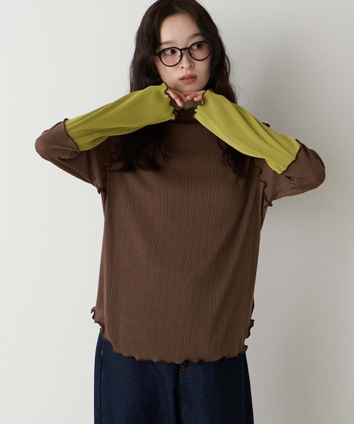 forksy.(フォルクシー)の「【forksy.】<エブリデイシリーズ>袖口配色プリーツメロー切替シアートップス(Tシャツ/カットソー・レディース・グレー/ブラック/ホワイト/ピンク/ホワイト系1/ライトグレー/ダークグリーン/チョコ/アイボリー/モカ/イエロー・FREE)」の20枚目の写真