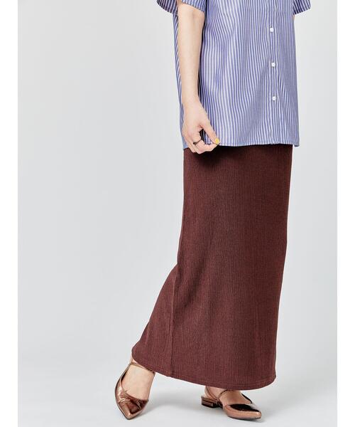 Lugnoncure（ルノンキュール）の「無地柄アソートナロースカート（スカート・レディース・ブラウン/オフホワイト/パープル/ブラック・F）」の4枚目の写真