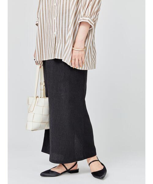 Lugnoncure（ルノンキュール）の「無地柄アソートナロースカート（スカート・レディース・ブラウン/オフホワイト/パープル/ブラック・F）」の3枚目の写真