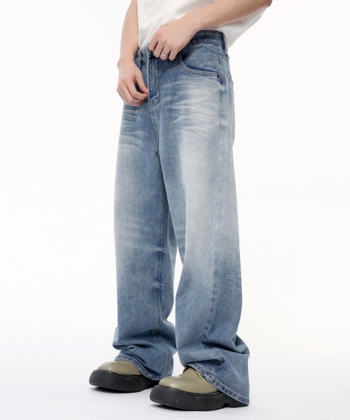 WESTBOY(ウエストボーイ)の「ルーズバギーウォッシュドデニムパンツ/セミワイドデニムパンツ WO24W1PT01【WB ORIGINALS】(デニムパンツ・メンズ・ライトブルー・XL/M/L)」の8枚目の写真