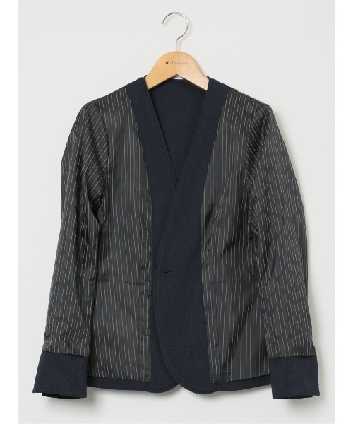 極美品✨エディフィス 近年モデル アンコン ジャケット 紺 ネイビー 無地 ストレッチ ウォッシャブル】m.f.エディトリアルレディース