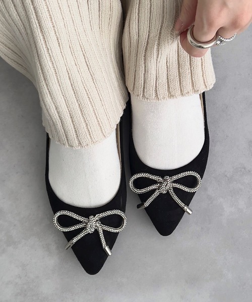 リボンビジューフラットパンプス（パンプス）｜KOBE LETTUCE