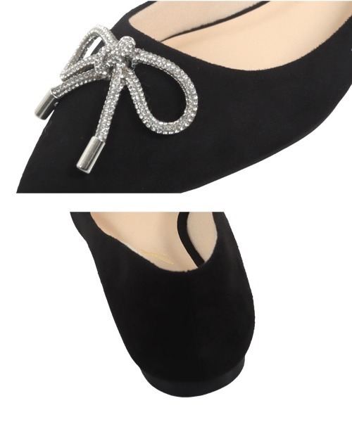 KOBE LETTUCE（コウベレタス）の「リボンビジューフラットパンプス（パンプス・レディース・ブラック系/ライトグレー系/ブルー系/ブラック系その他/ベージュ系/ワイン系・LL/S/M/L）」の12枚目の写真