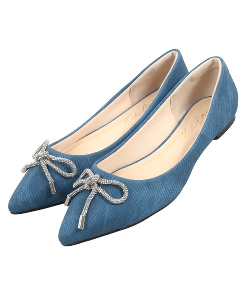 KOBE LETTUCE（コウベレタス）の「リボンビジューフラットパンプス（パンプス・レディース・ブラック系/ライトグレー系/ブルー系/ブラック系その他/ベージュ系/ワイン系・LL/S/M/L）」の16枚目の写真