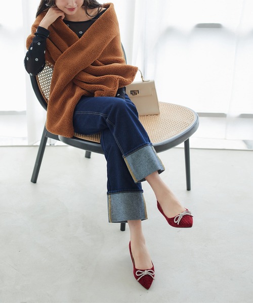 KOBE LETTUCE（コウベレタス）の「リボンビジューフラットパンプス（パンプス・レディース・ブラック系/ライトグレー系/ブルー系/ブラック系その他/ベージュ系/ワイン系・LL/S/M/L）」の20枚目の写真