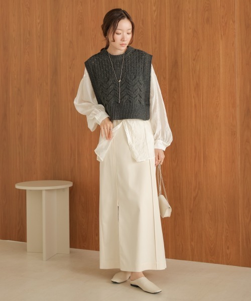 Bab（バブ）の「【nao×Bab】【S・Mサイズ展開】ジップスリットＩラインスカート（スカート・レディース・アイボリー/グレー/ブラウン・S/M）」の11枚目の写真
