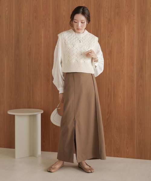 Bab（バブ）の「【nao×Bab】【S・Mサイズ展開】ジップスリットＩラインスカート（スカート・レディース・アイボリー/グレー/ブラウン・S/M）」の14枚目の写真
