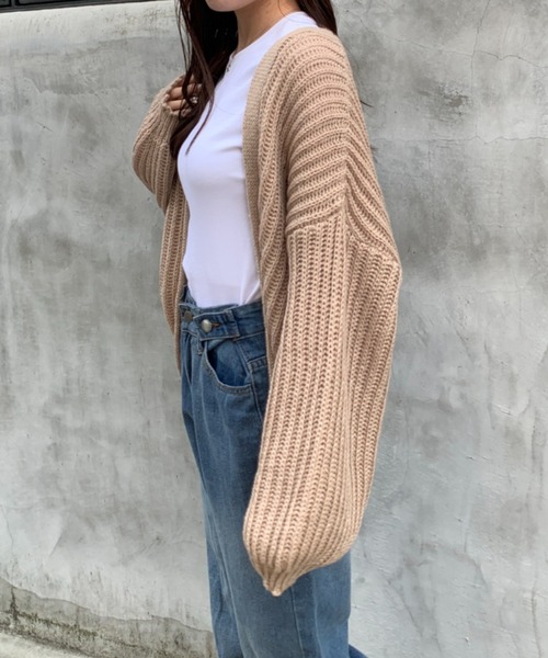 Teem Store(チームストア)の「オーバーサイズ ローゲージ ボレロカーディガン(カーディガン/ボレロ・レディース・ベージュ/ブラック/アイボリー/グレー・F)」の10枚目の写真