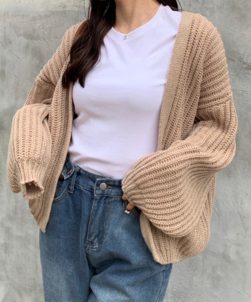 Teem Store(チームストア)の「オーバーサイズ ローゲージ ボレロカーディガン(カーディガン/ボレロ・レディース・ベージュ/ブラック/アイボリー/グレー・F)」の5枚目の写真