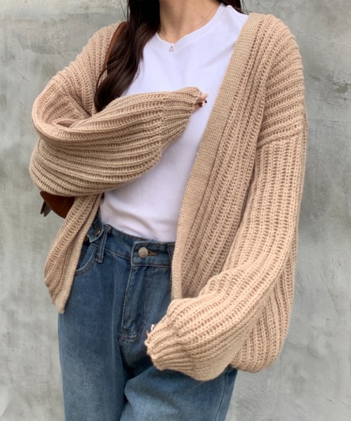 Teem Store(チームストア)の「オーバーサイズ ローゲージ ボレロカーディガン(カーディガン/ボレロ・レディース・ベージュ/ブラック/アイボリー/グレー・F)」の7枚目の写真