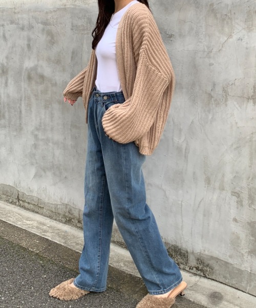 Teem Store(チームストア)の「オーバーサイズ ローゲージ ボレロカーディガン(カーディガン/ボレロ・レディース・ベージュ/ブラック/アイボリー/グレー・F)」の16枚目の写真