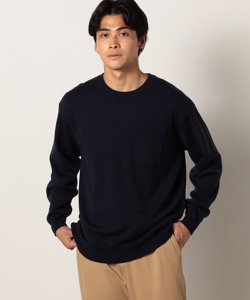 Grand PARK（グランドパーク）の「クルーネックニット（ニット/セーター・メンズ・ベージュ/ネイビー/ブルー/グレー・LARGE/MEDIUM/X-LARGE）」の3枚目の写真