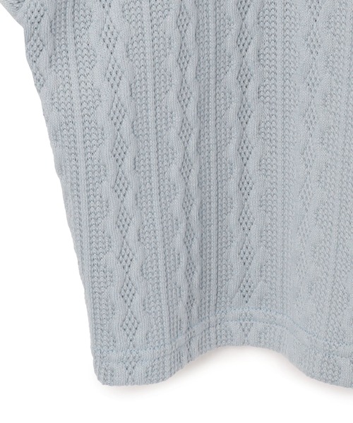 Amourire girl（アムリールガール）の「ケーブル編み風 チュールリボンパーカー(130cm～160cm)（パーカー・キッズ・サックスブルー/オフホワイト・130cm/140cm/150cm/160cm）」の8枚目の写真