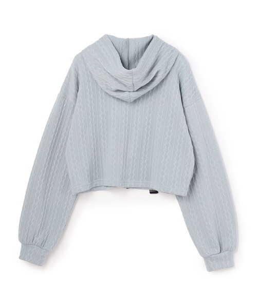 Amourire girl（アムリールガール）の「ケーブル編み風 チュールリボンパーカー(130cm～160cm)（パーカー・キッズ・サックスブルー/オフホワイト・130cm/140cm/150cm/160cm）」の9枚目の写真