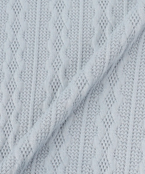 Amourire girl（アムリールガール）の「ケーブル編み風 チュールリボンパーカー(130cm～160cm)（パーカー・キッズ・サックスブルー/オフホワイト・130cm/140cm/150cm/160cm）」の10枚目の写真