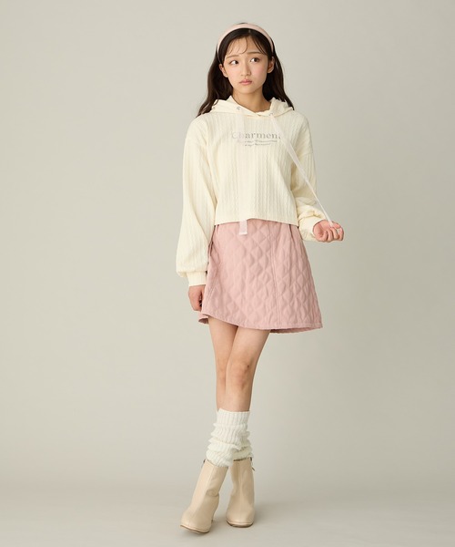 Amourire girl（アムリールガール）の「ケーブル編み風 チュールリボンパーカー(130cm～160cm)（パーカー・キッズ・サックスブルー/オフホワイト・130cm/140cm/150cm/160cm）」の14枚目の写真