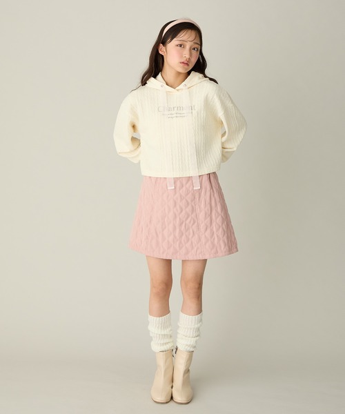 Amourire girl（アムリールガール）の「ケーブル編み風 チュールリボンパーカー(130cm～160cm)（パーカー・キッズ・サックスブルー/オフホワイト・130cm/140cm/150cm/160cm）」の15枚目の写真