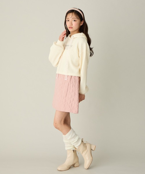 Amourire girl（アムリールガール）の「ケーブル編み風 チュールリボンパーカー(130cm～160cm)（パーカー・キッズ・サックスブルー/オフホワイト・130cm/140cm/150cm/160cm）」の16枚目の写真