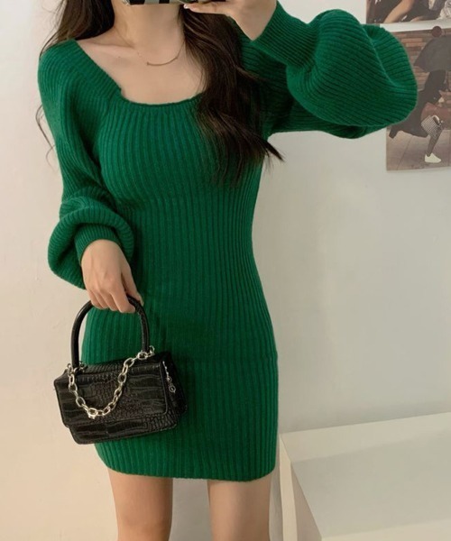 Miniministore(ミニミニストア)の「リブニットワンピース レディース 韓国風(ワンピース・レディース・ブラック/ベージュ/ロイヤルブルー/ブラウン/グレー/グリーン・FREE)」の5枚目の写真