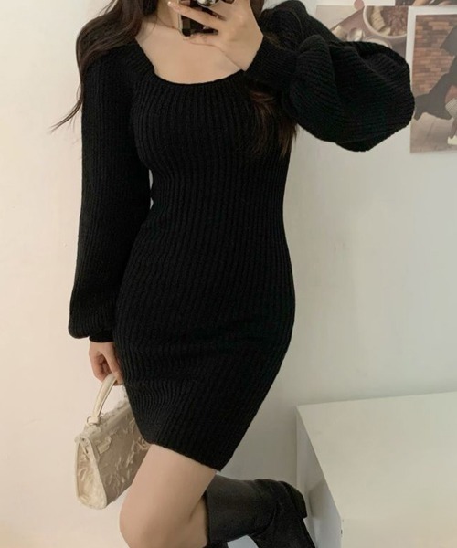 Miniministore(ミニミニストア)の「リブニットワンピース レディース 韓国風(ワンピース・レディース・ブラック/ベージュ/ロイヤルブルー/ブラウン/グレー/グリーン・FREE)」の9枚目の写真