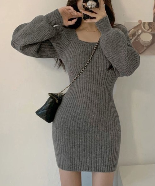 Miniministore(ミニミニストア)の「リブニットワンピース レディース 韓国風(ワンピース・レディース・ブラック/ベージュ/ロイヤルブルー/ブラウン/グレー/グリーン・FREE)」の11枚目の写真