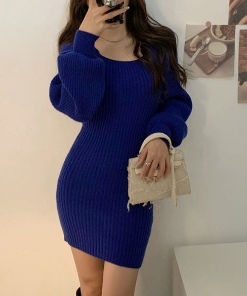 Miniministore(ミニミニストア)の「リブニットワンピース レディース 韓国風(ワンピース・レディース・ブラック/ベージュ/ロイヤルブルー/ブラウン/グレー/グリーン・FREE)」の15枚目の写真