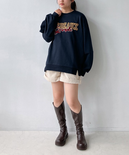 AS KNOW AS plus（アズノゥアズプラス）の「◇サガラ刺繍デザイン カレッジロゴスウェットプルオーバー（スウェット・レディース・アイボリー/ボルドー/ネイビー・FREE）」の15枚目の写真