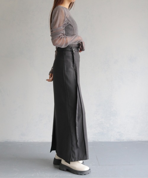 cheriella（シェリエラ）の「【cheriella】ベルト付ロングスカート BELTED LONG SKIRT（スカート・レディース・ブラック/チャコール・S/M）」の9枚目の写真