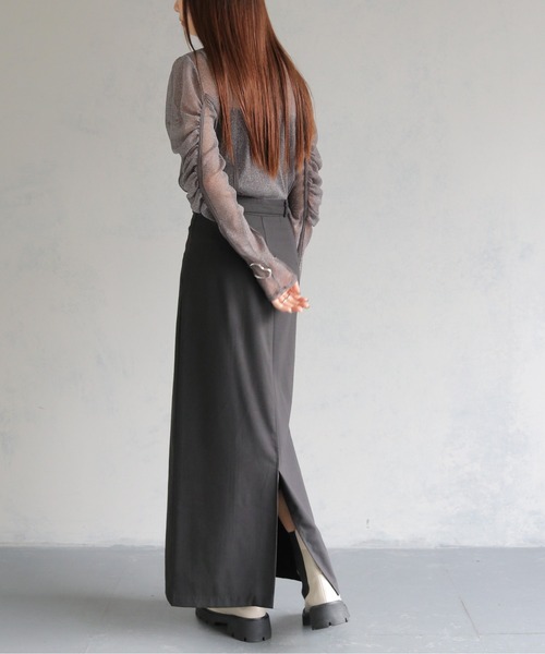 cheriella（シェリエラ）の「【cheriella】ベルト付ロングスカート BELTED LONG SKIRT（スカート・レディース・ブラック/チャコール・S/M）」の10枚目の写真